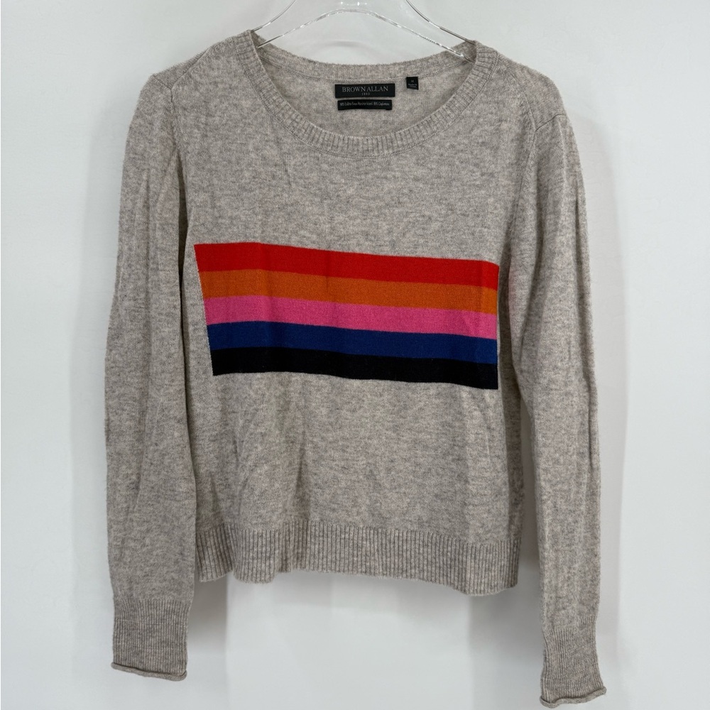 BROWN ALLAN wool and cashmere gray crew neck sweater size medium